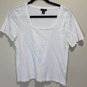 Halogen White Eyelet Top
